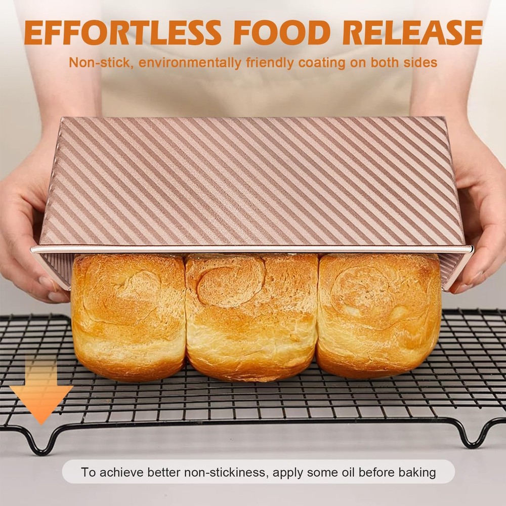 2Pack Pullman Loaf Pans with Lids – 2.2 LB & 1 LB Dough Capacity