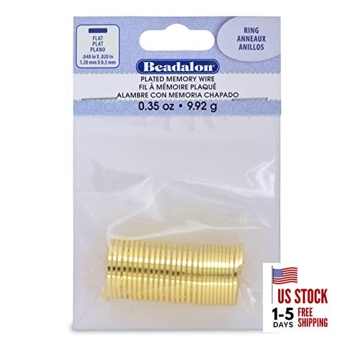 Flat Memory Wire for Beading, 0.35-Ounce Ring Gold