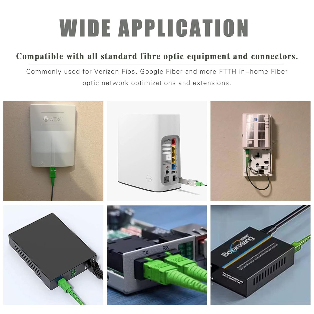 SC/APC to SC/APC Fiber Optic Internet Cable, Armored Single Mode Patch Cable, Fi