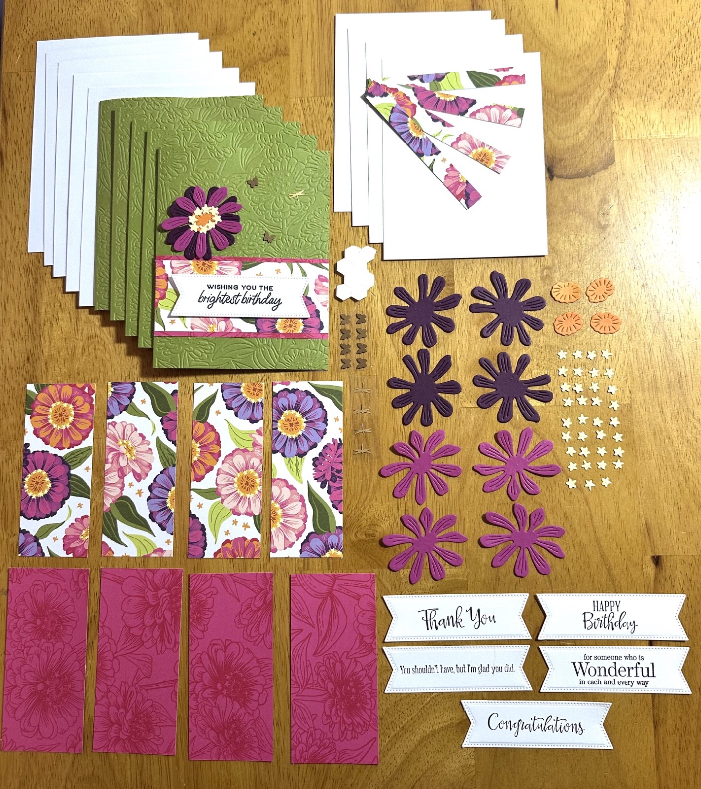Stampin’ Up! Zinnias Sentiment Variety Card Kit-Set of 5, DSP, Embossed, Die Cut
