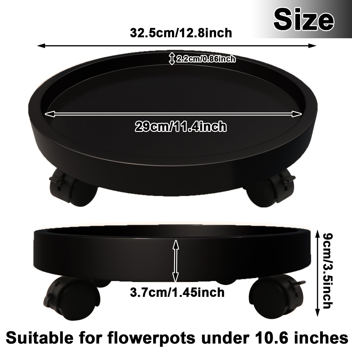 2-Pack 13" Heavy Duty Plant Caddy with Lockable Wheels, Industrial-Grade Roll...