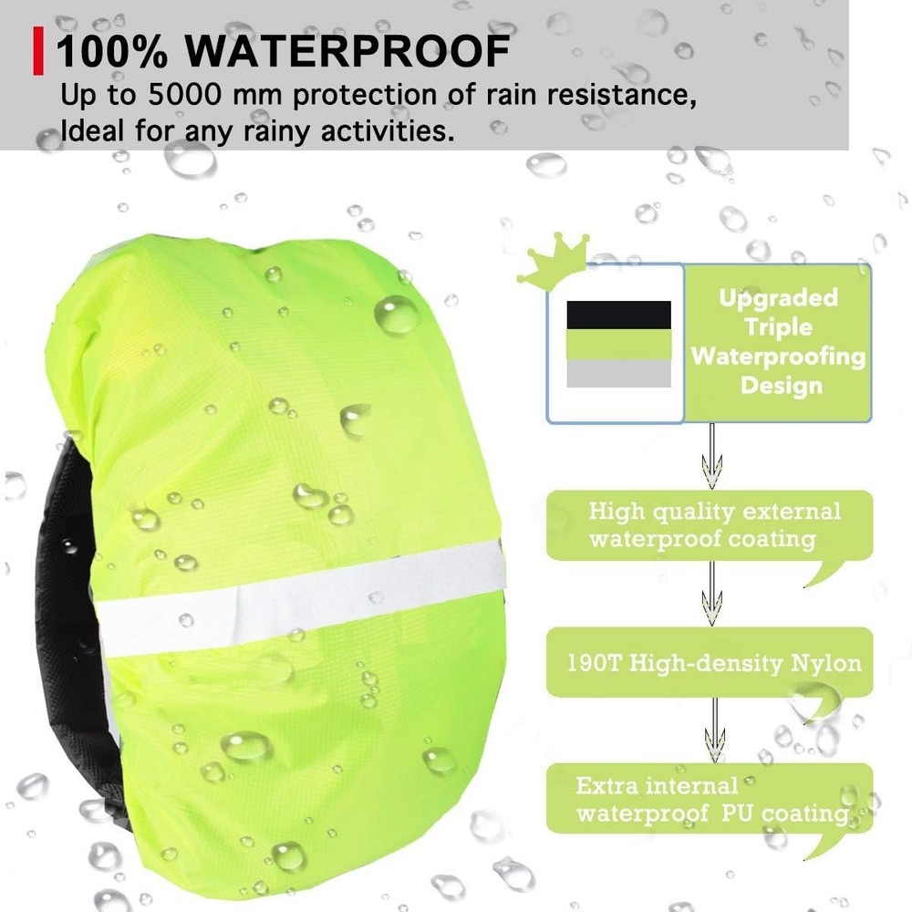 Compact Waterproof Backpack Cover with Reflective Strip - Ultralight & Durable
