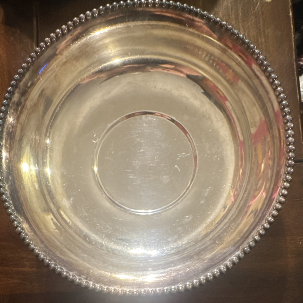 Reed & Barton Silverplate Bowl 212 Beaded Pattern with Beaded Edge Rim