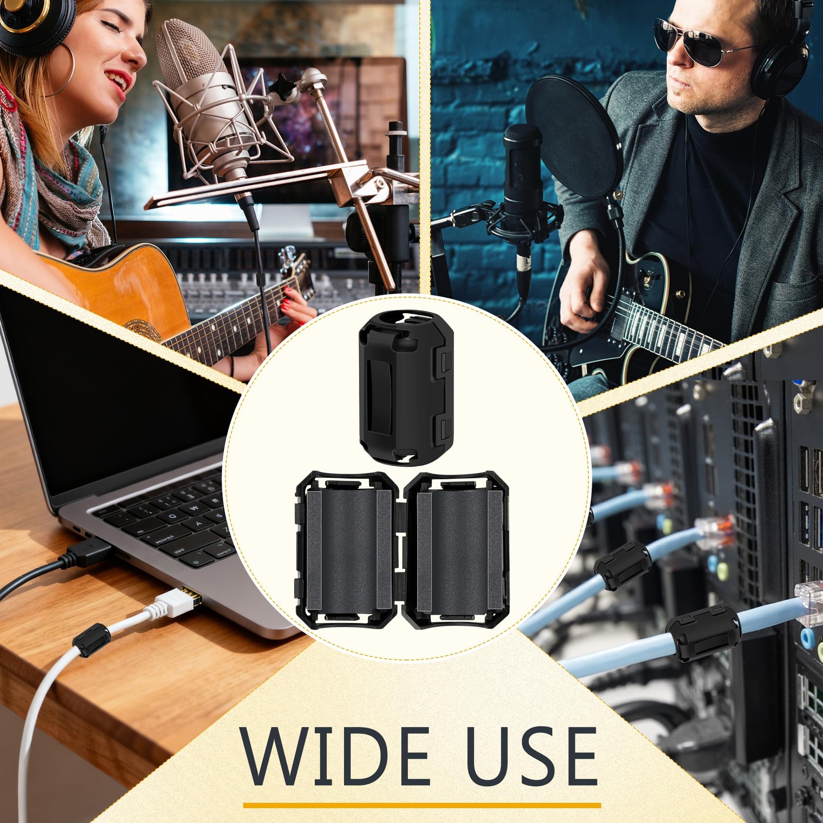 Windspeed 25Pcs Ferrite Chokes Beads Snap on RFI EMI Noise...