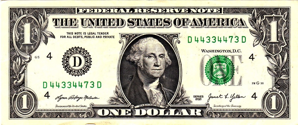$1 2021 Fancy Serial D44334473D