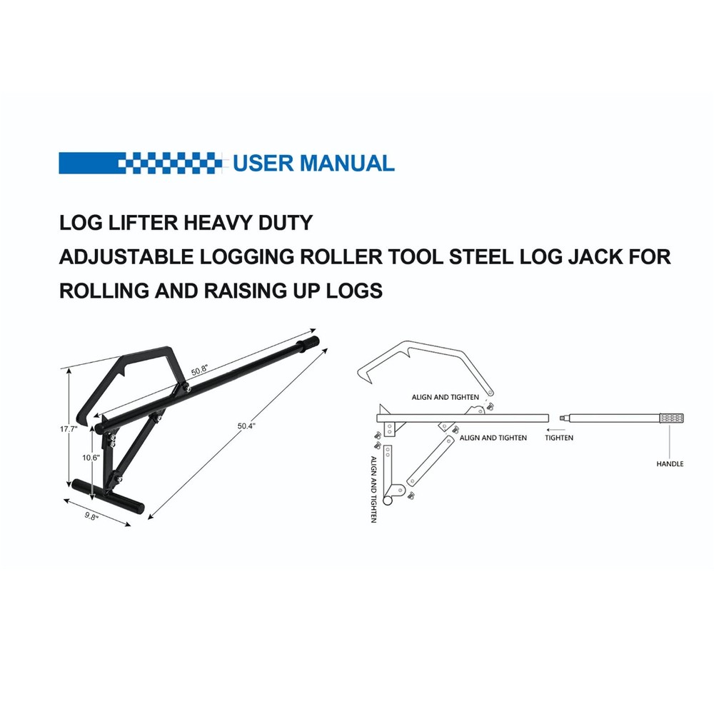 Bazayona Faeshoo Timberjack Log Roller Lifter, Adjustable Logging Tools Log R...