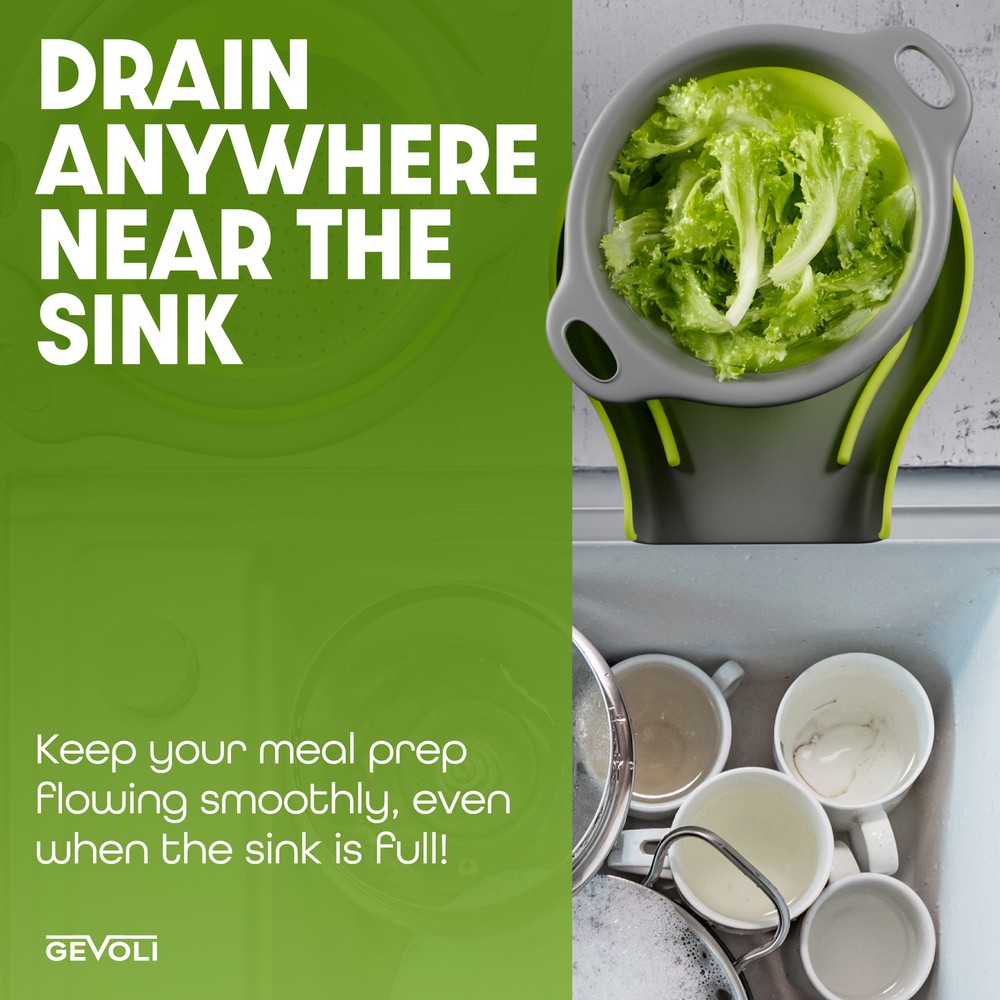 Gevoli Collapsible Colander with Draining Tray - 3 Pack