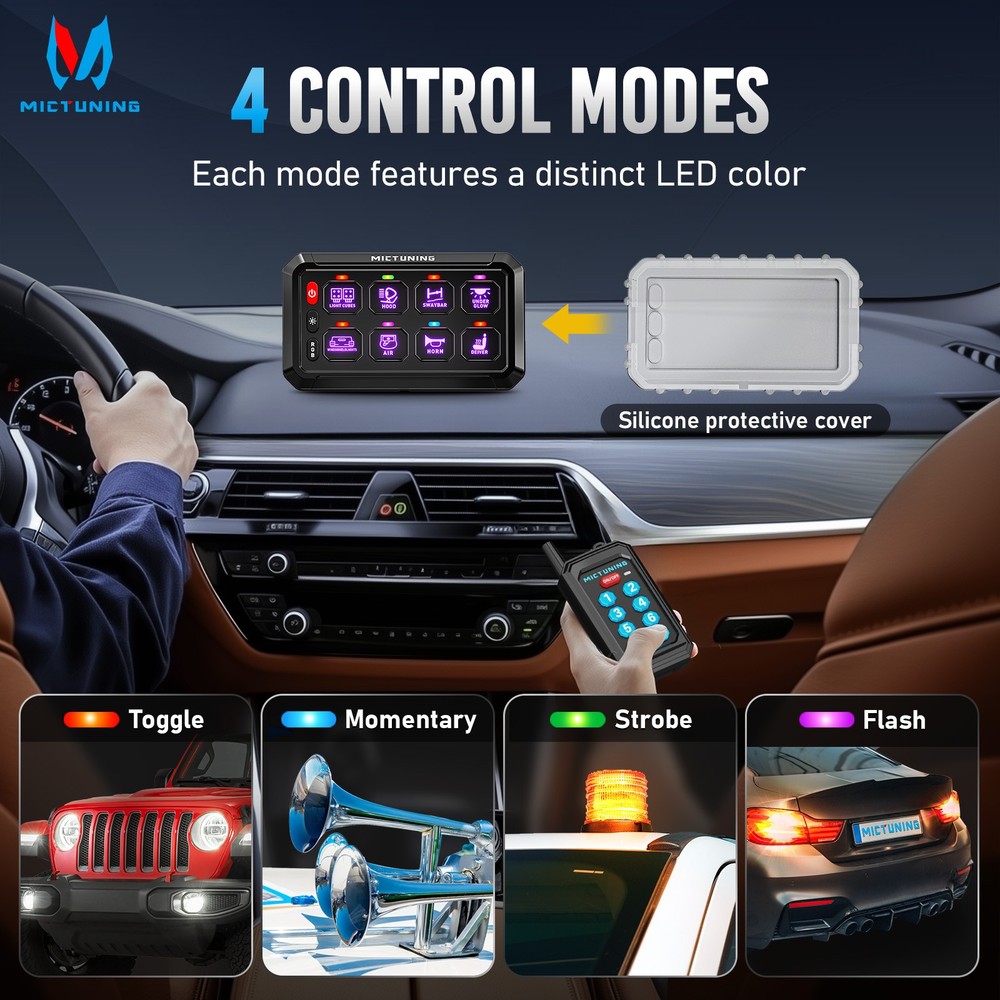 MICTUNING P1Y APP Wireless Remote RGB Switch Panel Circuit Relay Control System