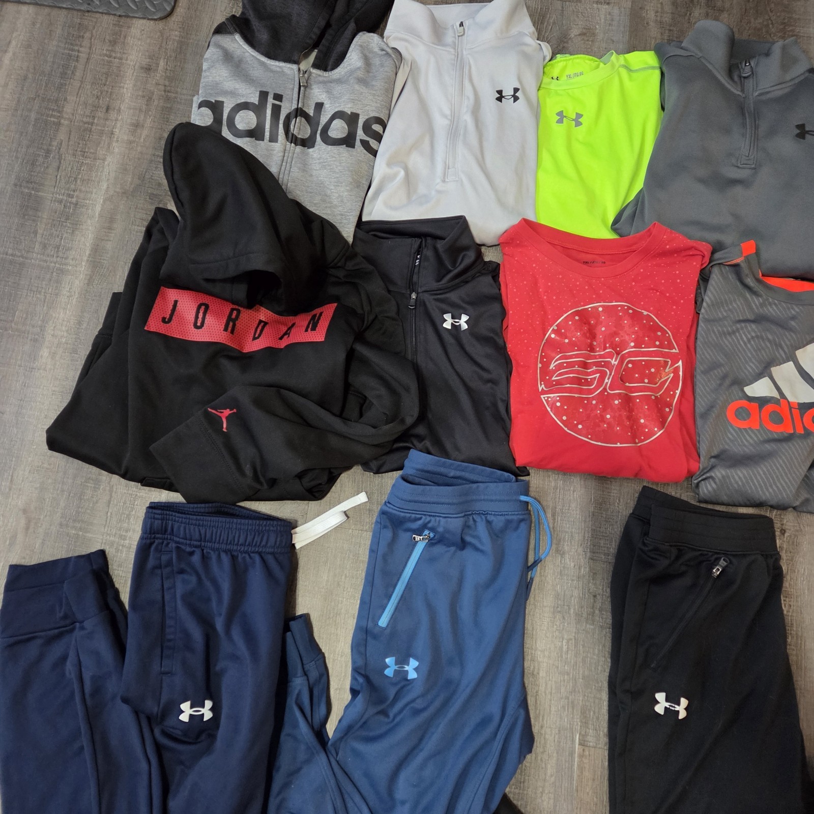 NIKE UNDER ARMOUR ADIDAS Boy's XL Athletic Lot Of Pants Long Slv Shirts 20 Pc