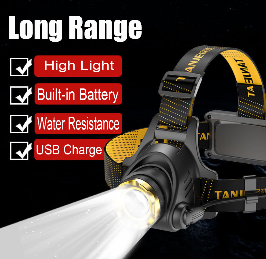 Super Bright LED Head Torch Lamp Flashlight Headlamp USB Rechargeable Headlight