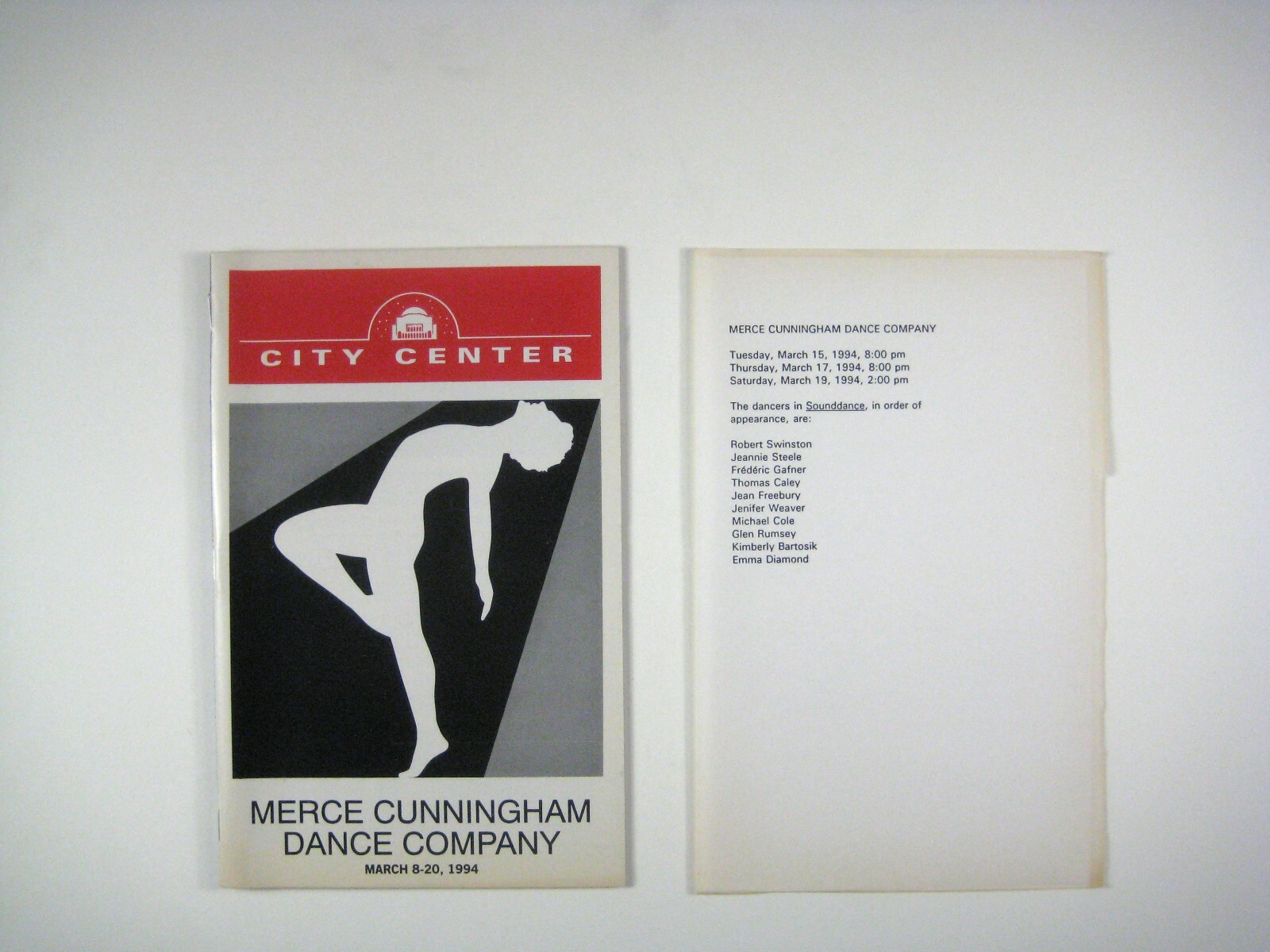Merce Cunningham Dance Company Playbill March 1994 Roberts Swinston Steele