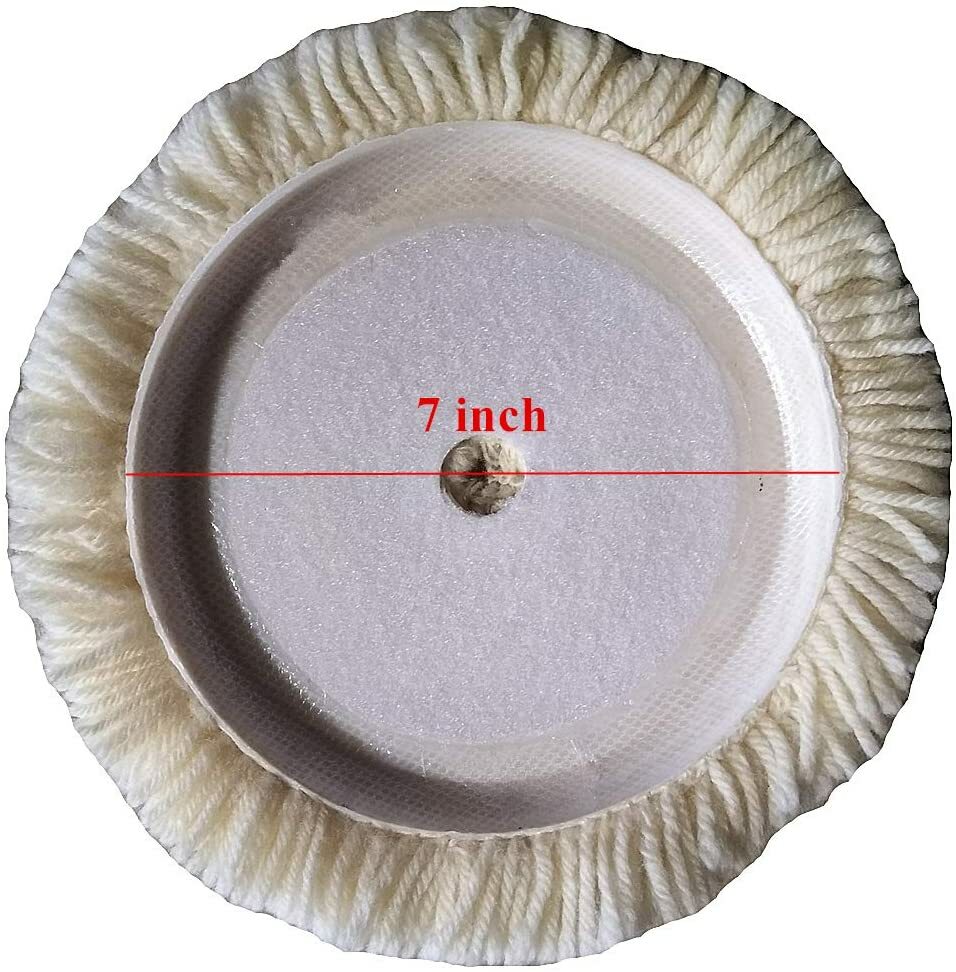 Wool Polishing Pads 7" Buffing Pads with Hook and Loop Back for Compound Cutting