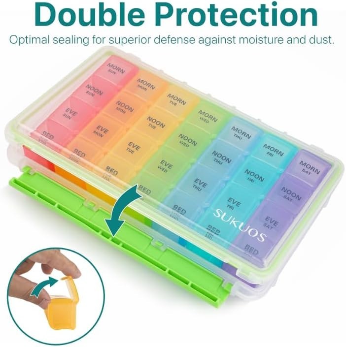 Moisture-Resistant 7-Day Pill Box (2 Pcs)