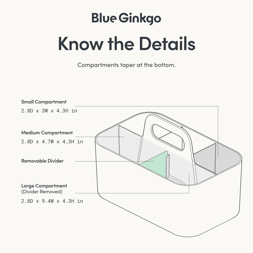 BLUE GINKGO Stackable Organizer Caddy – Korean-Made Portable Tote for Bathroo...