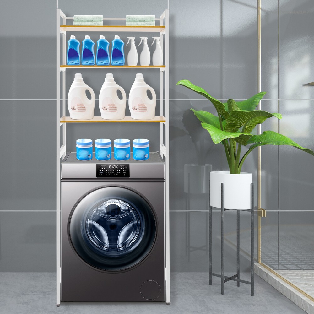White 3-layer wave wheel (69cm) bathroom washing machine storage rack NEW