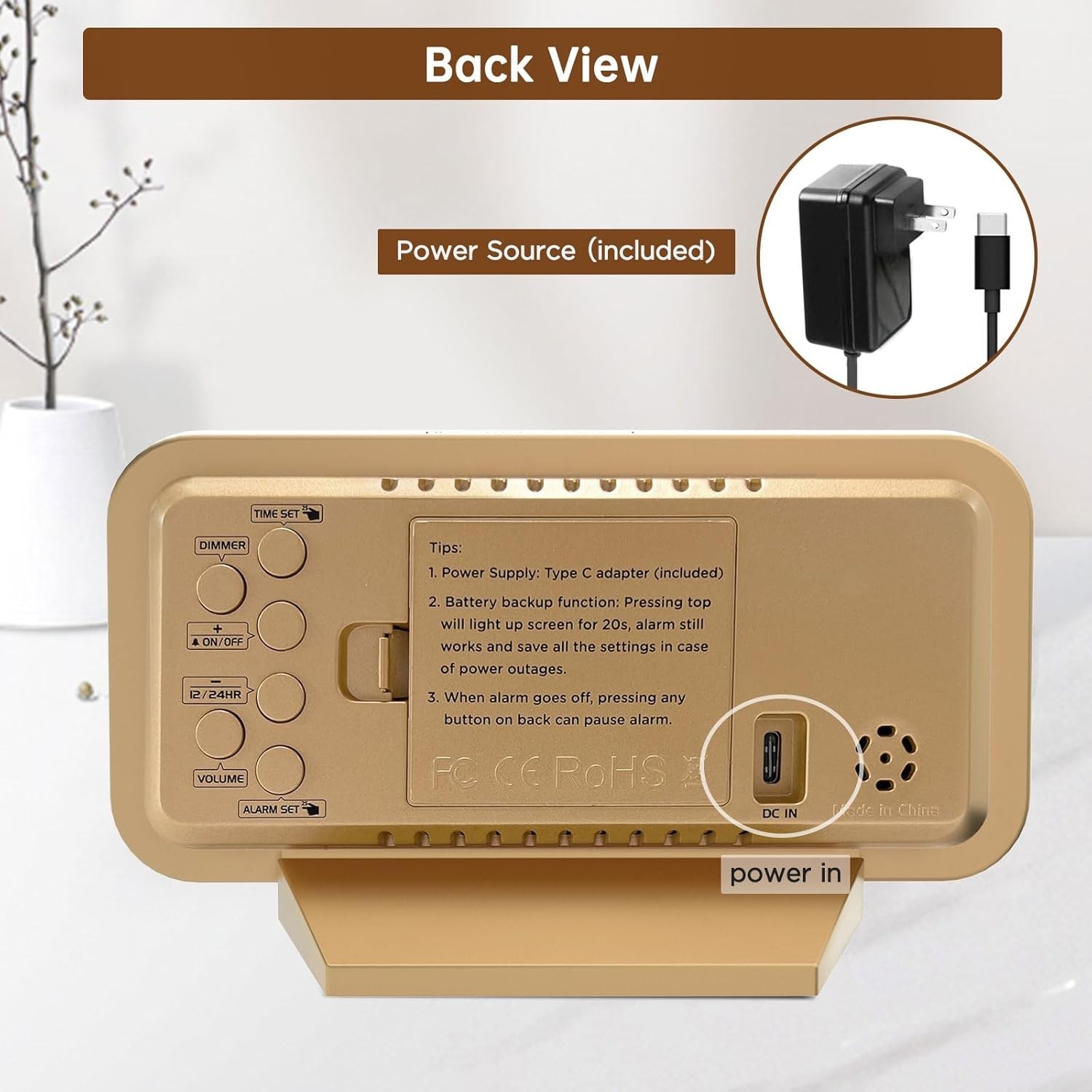 Minimalist Digital Alarm Clock - Stylish Mirror Design with 6 Brightness Levels