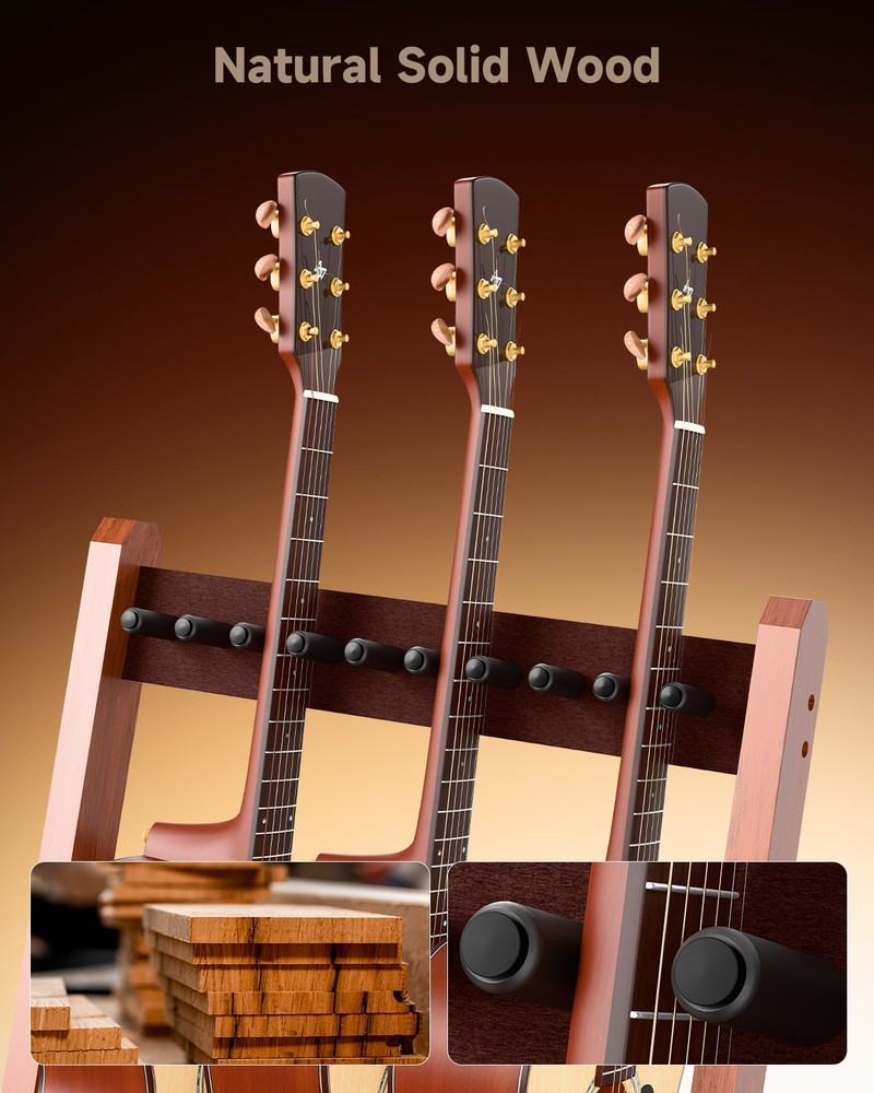 Foldable Solid Wood Guitar Display Rack 56×66cm for Home Studio Use