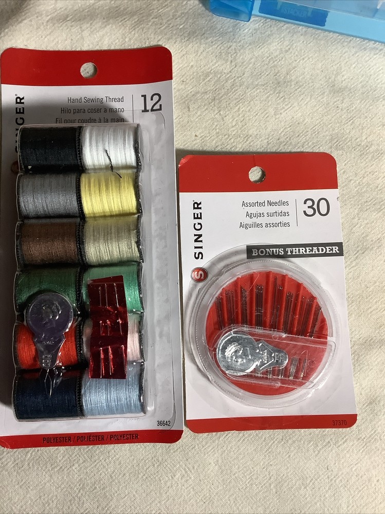 SINGER Polyester Hand Sewing Thread 12 Spools Needles & Threader/30 Asst Needles
