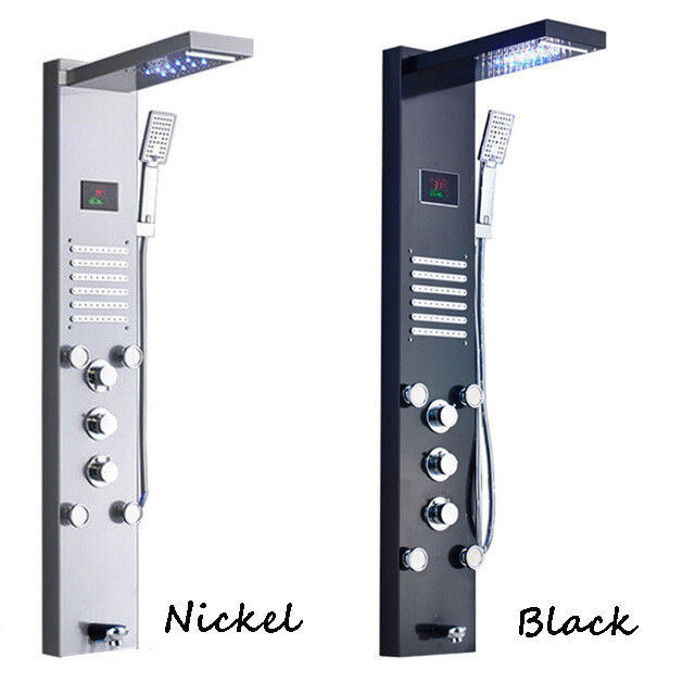 LED Multi Function Shower Panel Rainfall Body Massage Digital Handheld Spray Tap