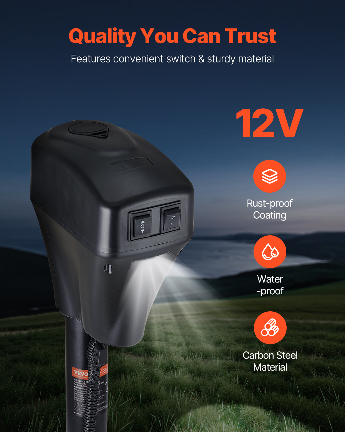 Electric Trailer Jack 5000 lbs Power Tongue Jack for RV Trailer & Camper Black