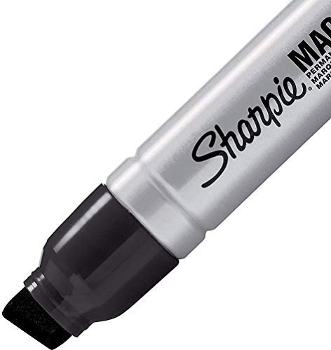 Extra Wide Permanent Markers - 24 Pack, Black Chisel Tip, Quick-Drying Ink, Fade