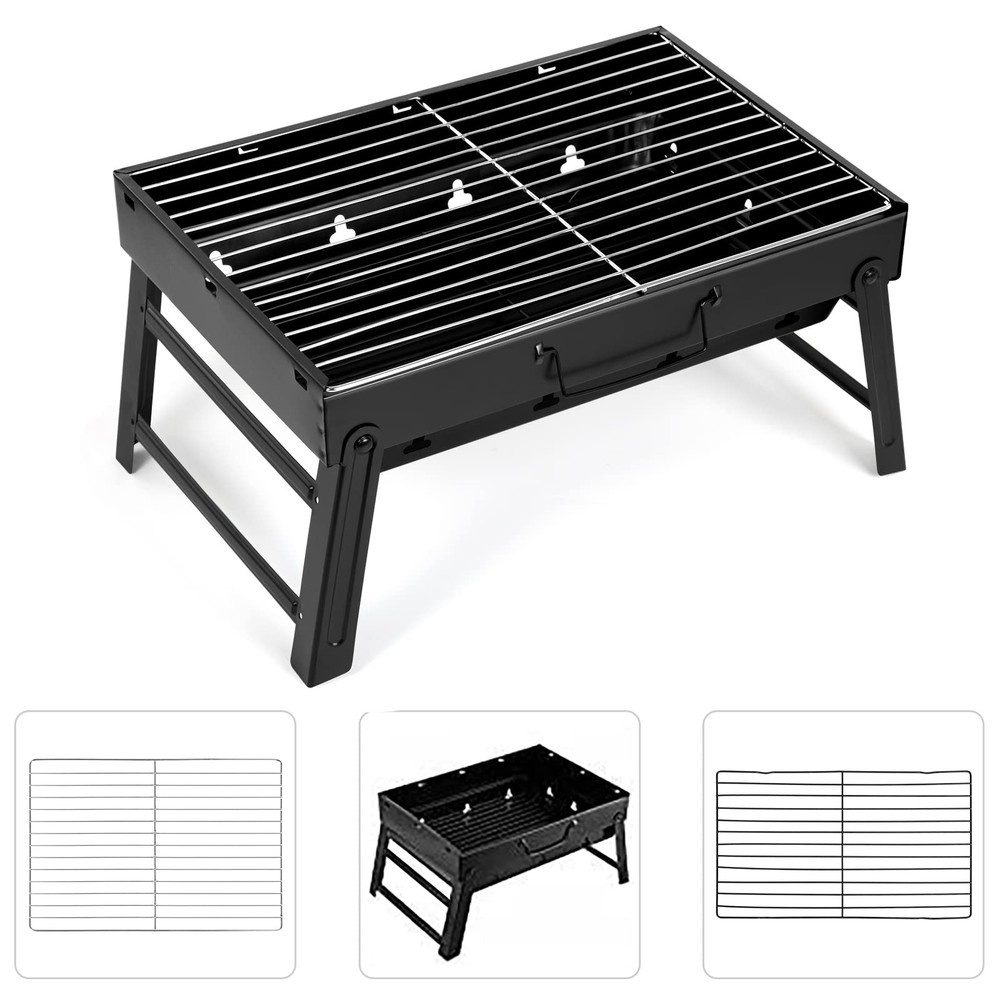 Barbecue Grill, Charcoal Grill Folding B-Black Medium, Medium
