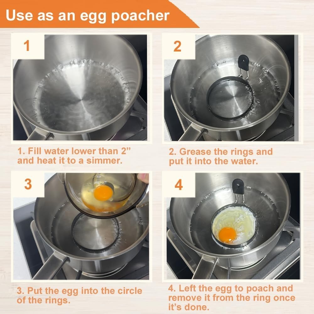 Multi-Functional 3.5" Egg Rings Set for Perfectly Shaped Breakfast Delights