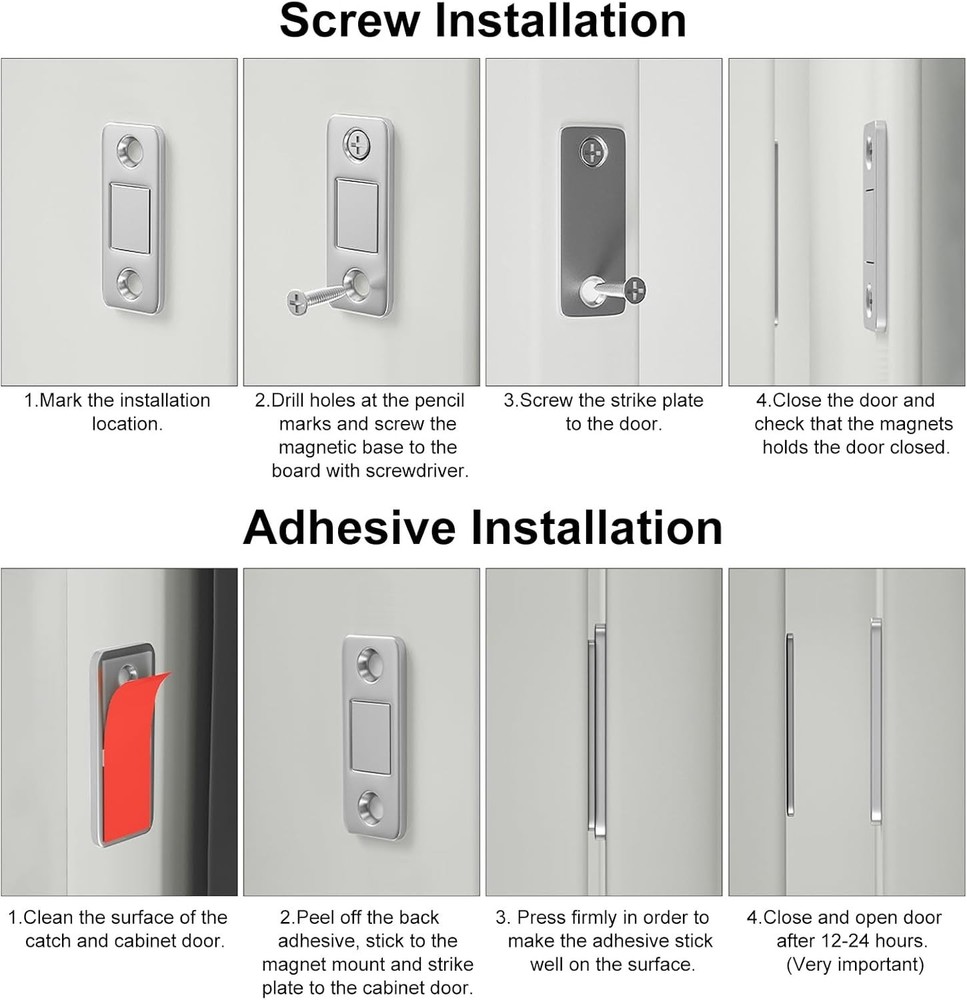 Self-Adhesive Magnetic Door Catch 4-Pack – Stylish & Secure Closure Solution