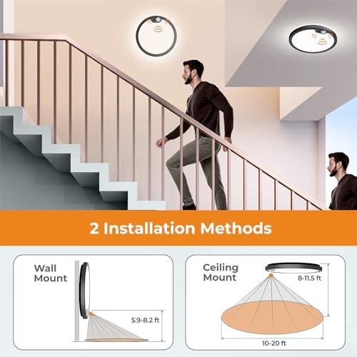 Motion Sensor Ceiling Light Wired, 8.7 Inch 3000K 4000K 5000K 8.7inch 4pack