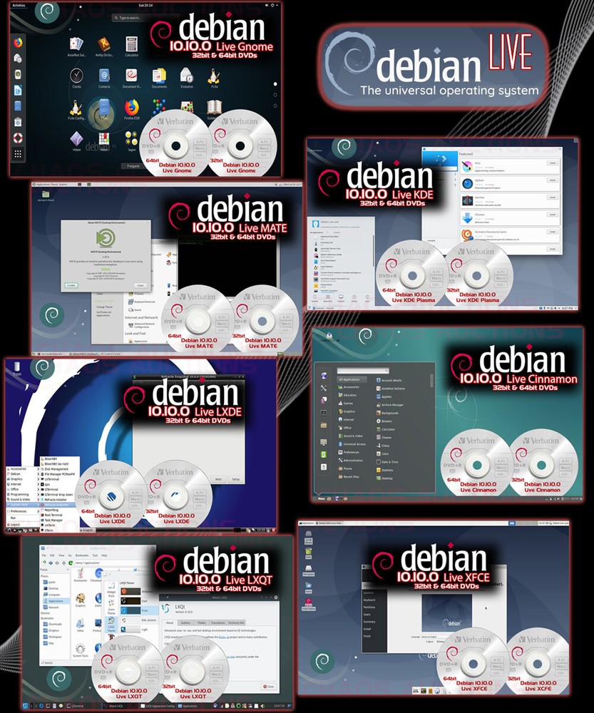 Debian 10.10.0 Buster Linux LIVE DVD Editions