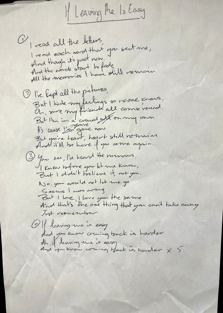 1981 Phil Collins Original Handwritten Face Value Song Lyrics w/ Signed Letter