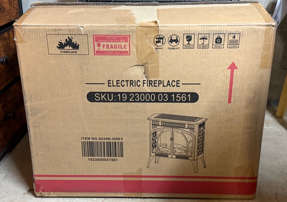 Electric Multi-Colored Flame Fireplace Heater 25" Remote Control Cathedral Style