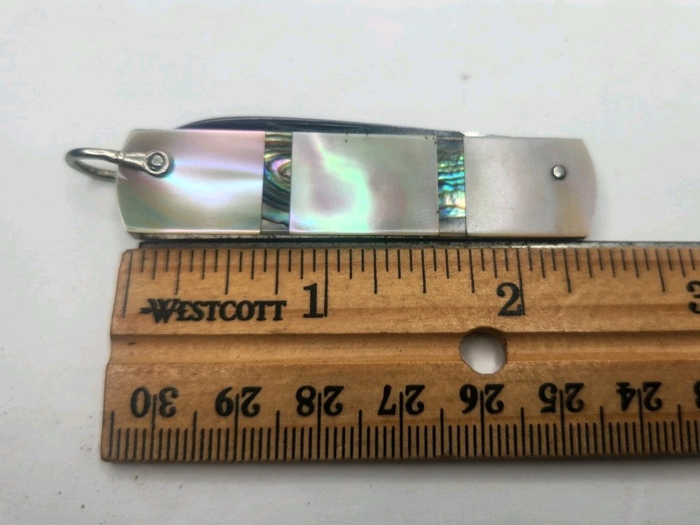 Antique ZAK GERMANY Rectangular Penknife Sectioned Pearl & Abalone Handles