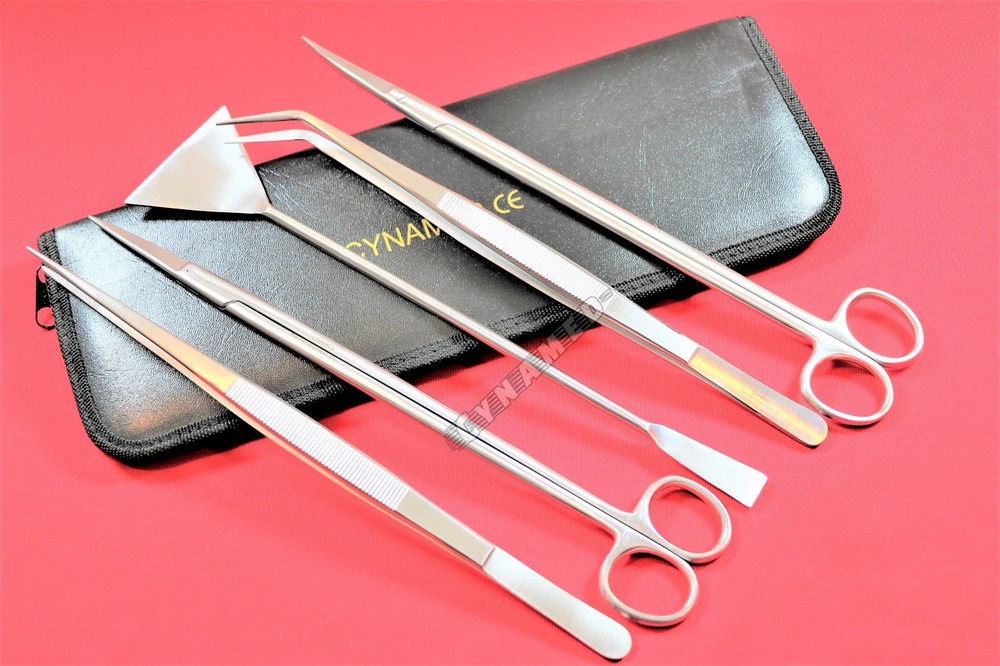 GERMAN FISH AQUARIUM CLEANING KIT STAINLESS 5PCS WITH POUCH BASIC TOOLS