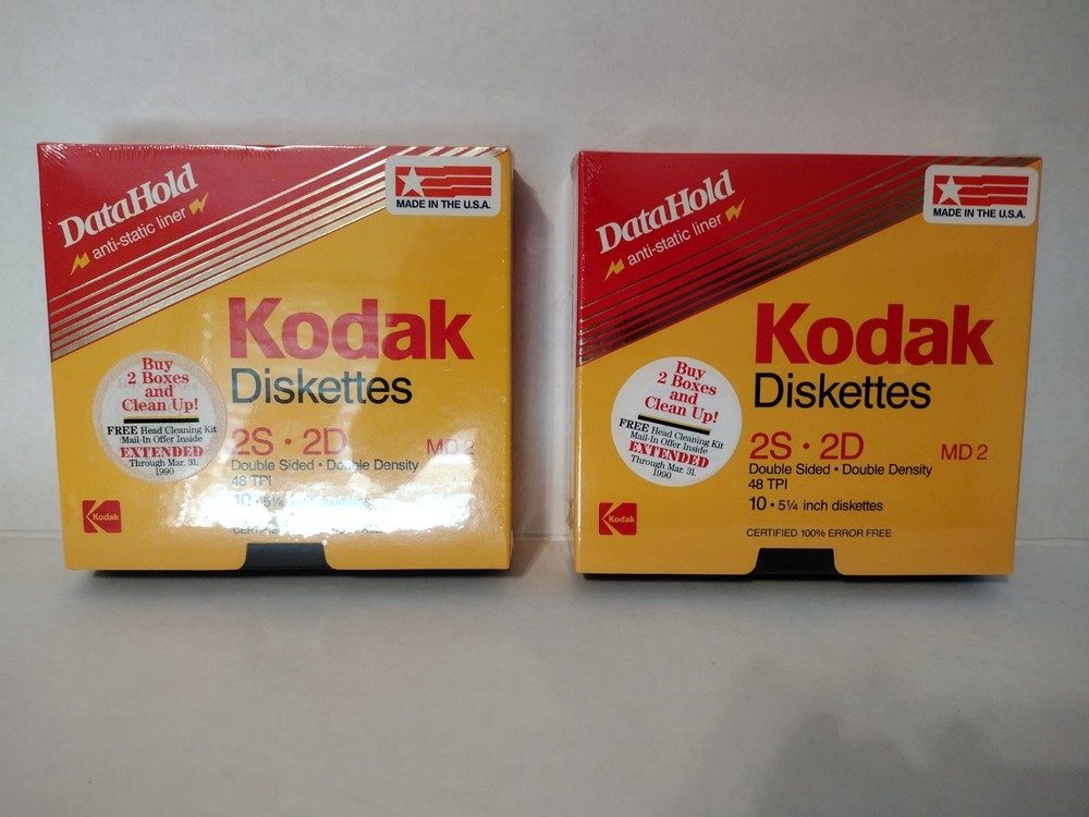 1987 Kodak 5 1/4" Diskettes 2S 2D Double Sided Density 10 Computer Discs Sealed