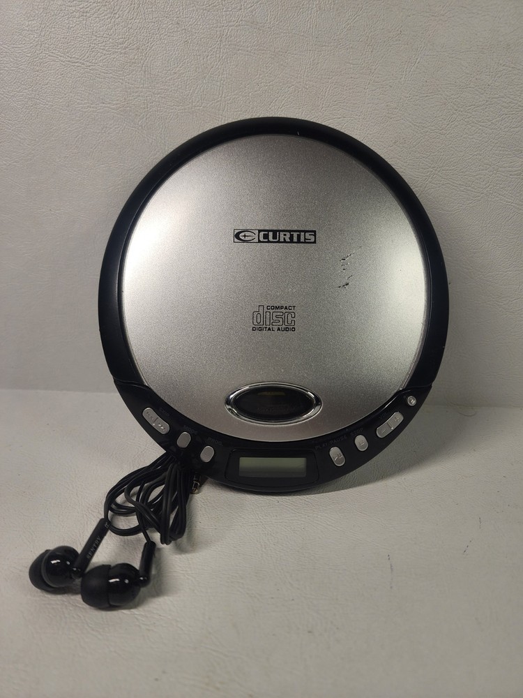 Curtis Personal Portable CD Player Model CD145 (Discman) Silver Tested & Working