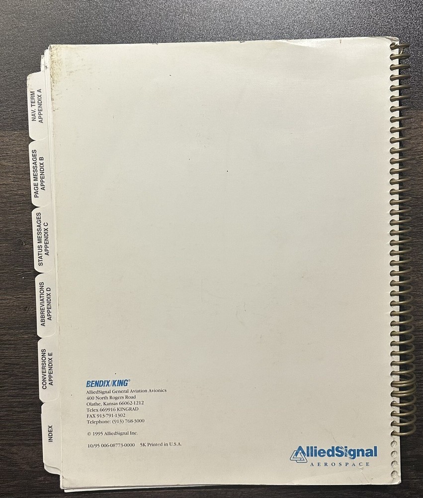 KLN 90B BENDIX KING GPS NAVIGATION SYSTEM Pilot Reference Manual