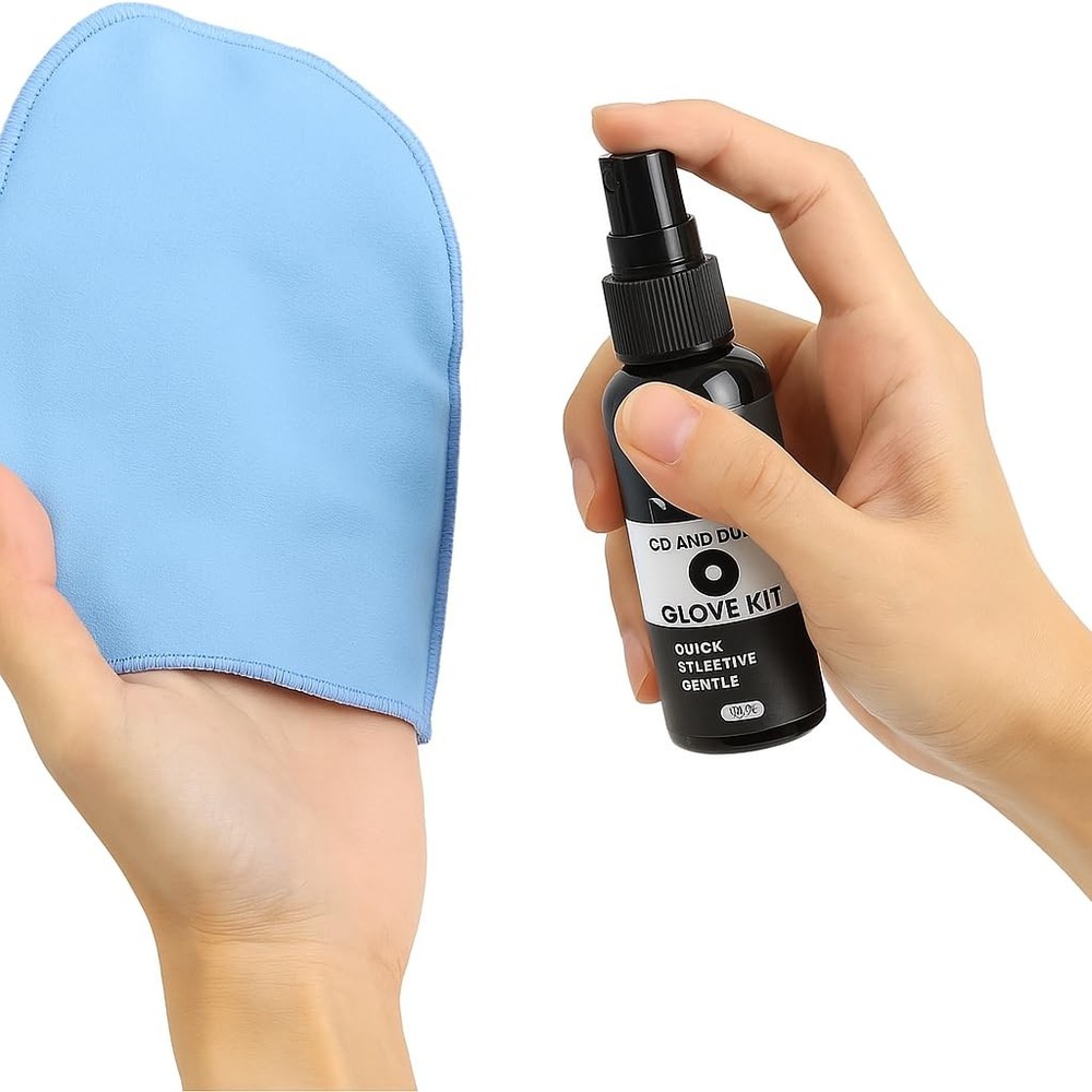 CD Disc Cleaner Kit – Includes Cleaning Solution, Microfiber Anti-Static Glov...