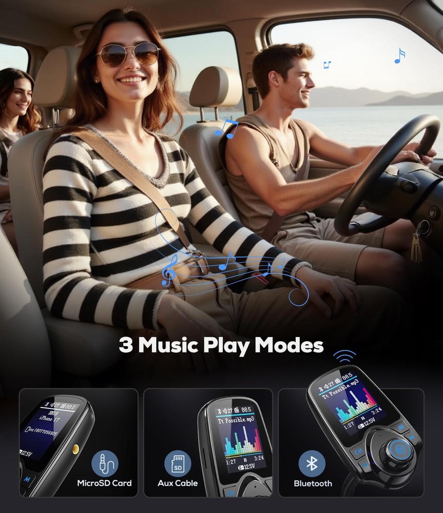 Nulaxy [2026 KM18 Upgraded Version] 1.8" Color Screen 48W Bluetooth 5.4 Black