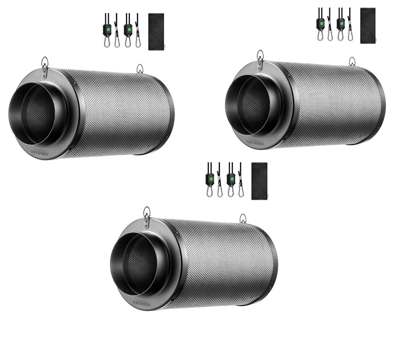 VIVOSUN 4" 6" 8" Black Air Carbon Filter Virgin Charcoal for Inline Fan