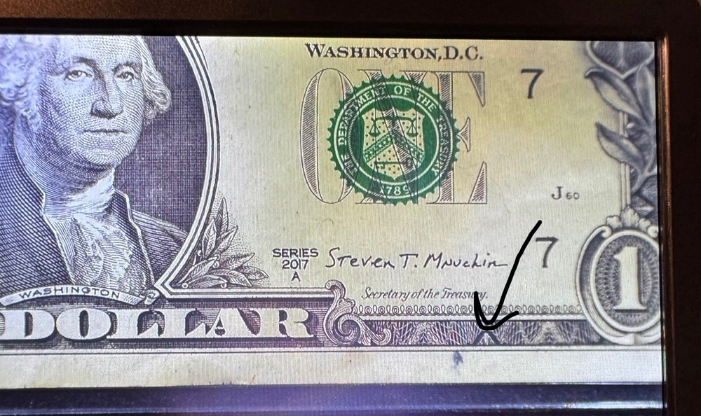 2017A 1$ Note with Reverse Inked mark, Cir., We Ship FAST!