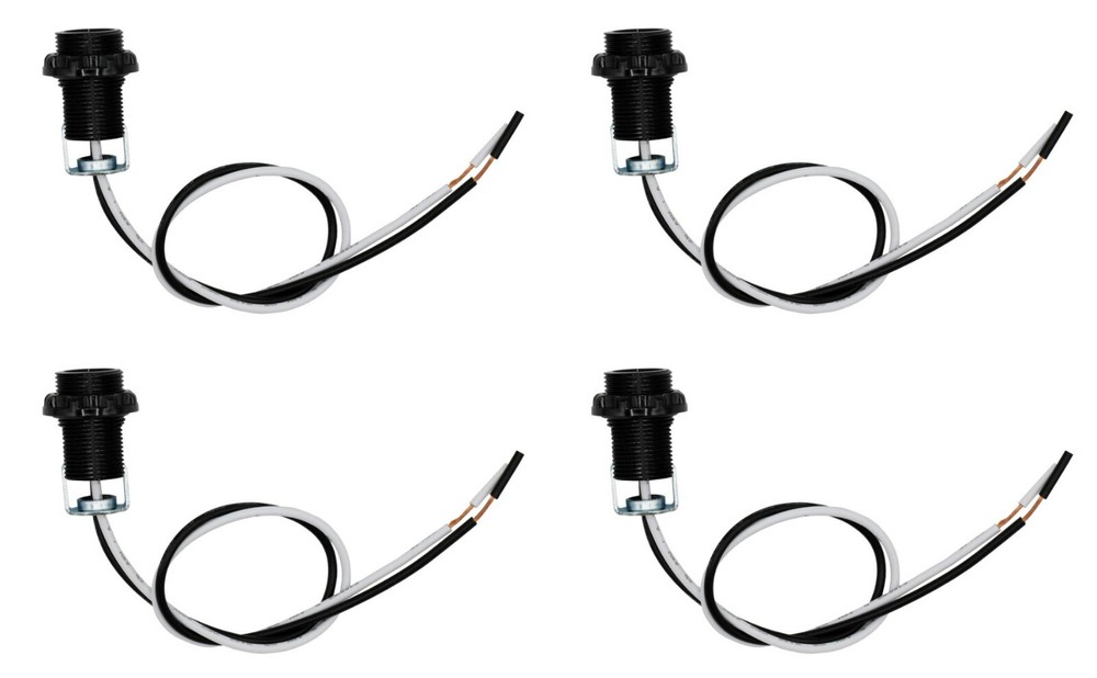 E12 Candelabra Socket with 12” Leads, External Threading, Hickey and Ring