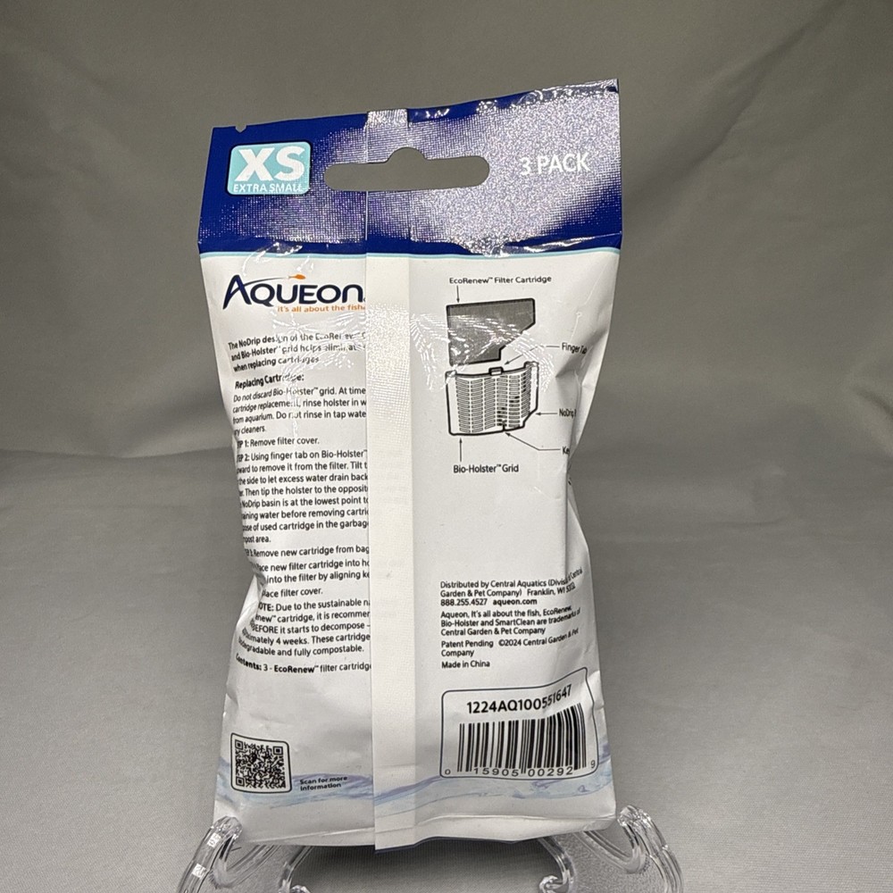 Aqueon EcoRenew Replacement Filter Cartridges Extra Small Extra Small, 3pk