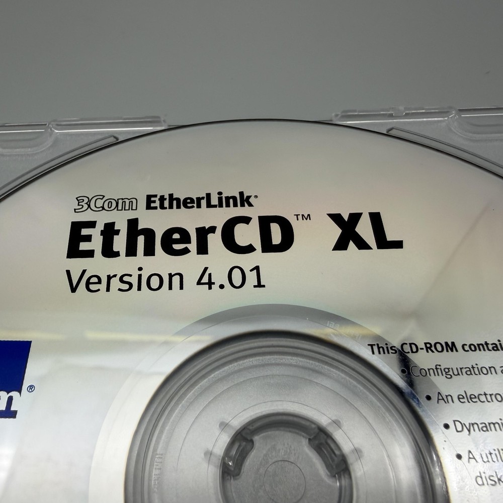 Vintage 1999 3Com EtherLink EtherCD XL Ver 4.01 Drivers Update CD-ROM Software