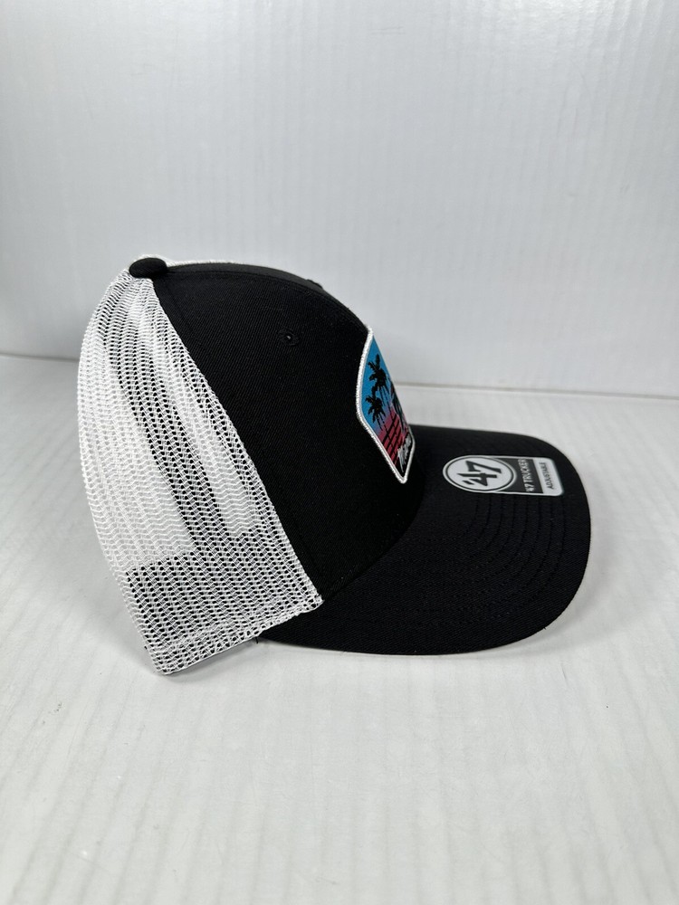 '47 Brand Miami Marlins Region Patch Trucker Adjustable Hat Cap Snapback Black