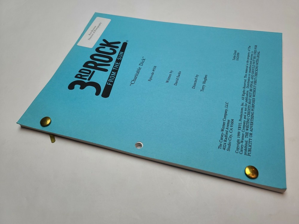 3RD ROCK FROM THE SUN / David Sacks 1999 TV Script, Simbi Kali "Charitable Dick"