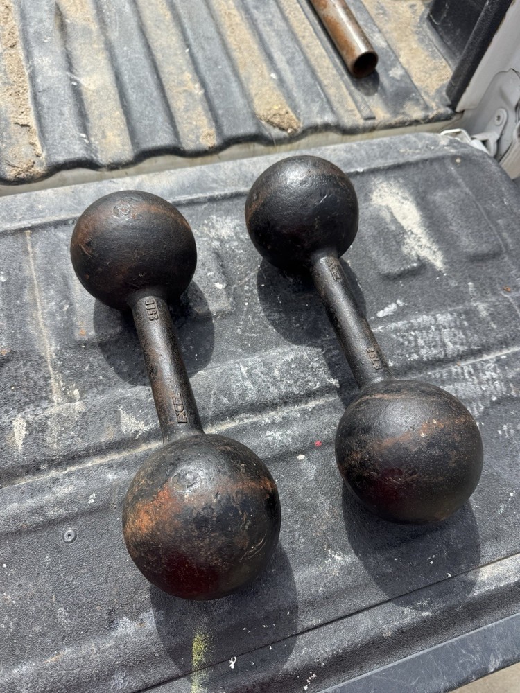 Antique 25lb Excel Globe Dumbbells (Pair)
