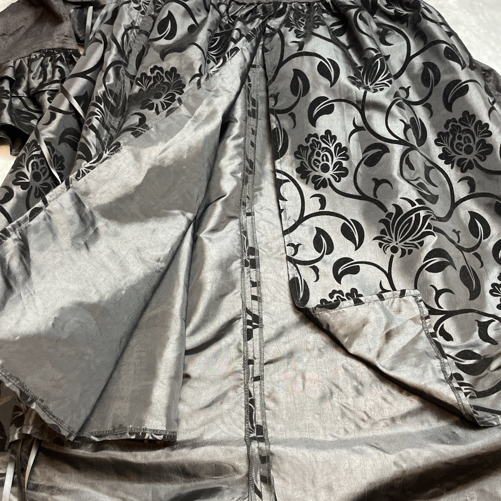 Victorian Choice Velvet Brocade Jacket Womens XXL Black Ruched Laced Ren Faire