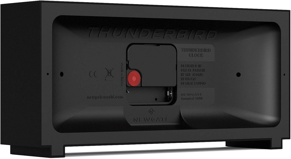 ® Thunderbird Desk Clock | Retro Contemporary Rectangular Design | Black | Moder