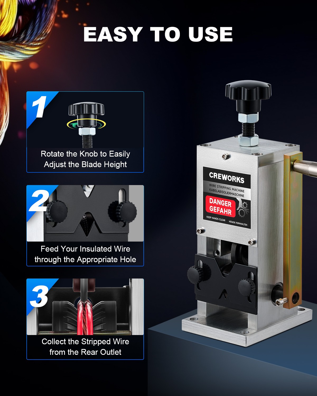 Secondhand 0.06"-1"Manual Wire Stripper Machine, Copper Wire Stripper